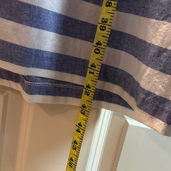 FRNCH Blue and White Striped 100% Cotton Midi Dress - Picture 10 of 11